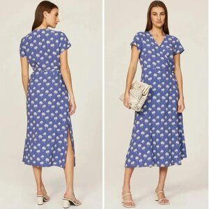 Marine Layer Blue and White Tie Front Midi Dress